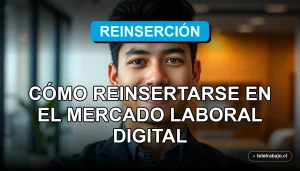 Joven profesional chileno en una oficina moderna, representando la reinserción laboral digital para jóvenes NINI.