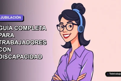 Ilustración plana corporativa de una mujer profesional con discapacidad sonriendo, sobre fondo degradado lavanda. Concepto de jubilación anticipada en Chile.