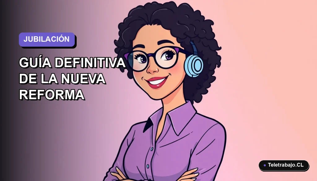 Ilustración plana corporativa de una mujer profesional feliz, con fondo degradado lavanda, representando la nueva jubilación parcial.
