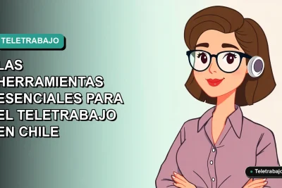 Ilustración plana corporativa de una mujer profesional chilena teletrabajando, con fondo degradado suave azul verdoso. Representa el kit de herramientas digitales esenciales para 2026.