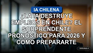 Un ejecutivo latino mira a la cámara con confianza en una oficina moderna, representando el futuro del trabajo con inteligencia artificial en Chile.