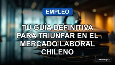 Guía laboral La Ruta del Empleo 2026 para encontrar trabajo en Chile, mostrando un portafolio profesional sobre una mesa de cristal.