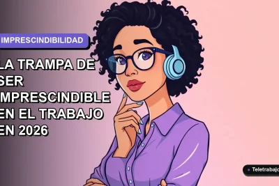 Ilustración plana corporativa de una mujer profesional de teletrabajo con expresión pensativa, sobre fondo degradado lavanda suave, concepto de carga laboral excesiva.