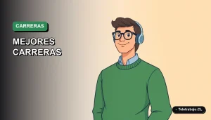 Ilustración vectorial plana de un profesional chileno en estilo moderno, representando las mejores carreras para estudiar en 2026.