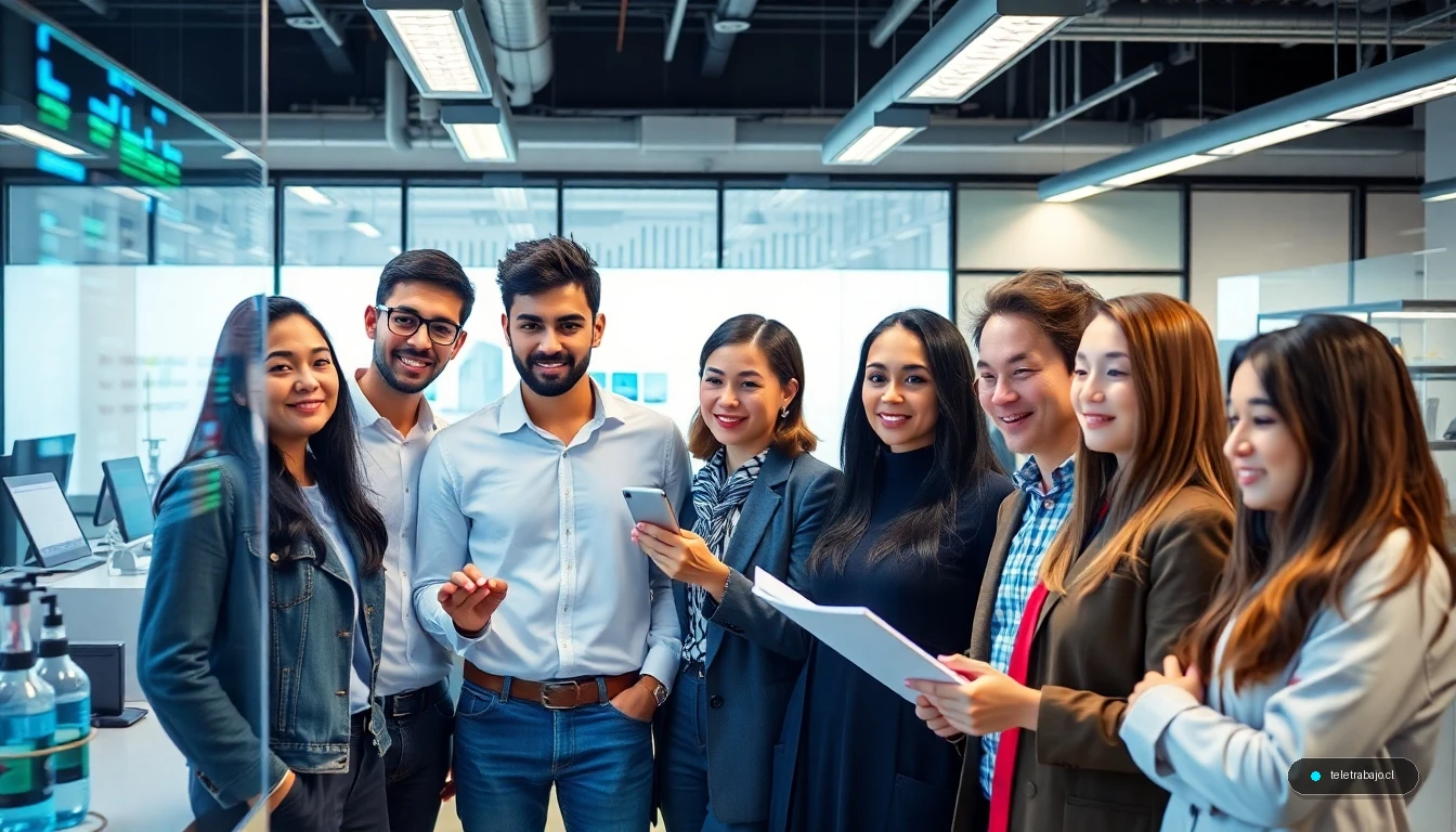 Profesionales científicos trabajando en laboratorio y oficina tecnológica con gráficos de datos