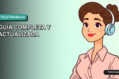 Ilustración vectorial plana de una mujer chilena trabajando remotamente, con fondo degradado azul verdoso, representando la nueva Ley de Teletrabajo 2026.