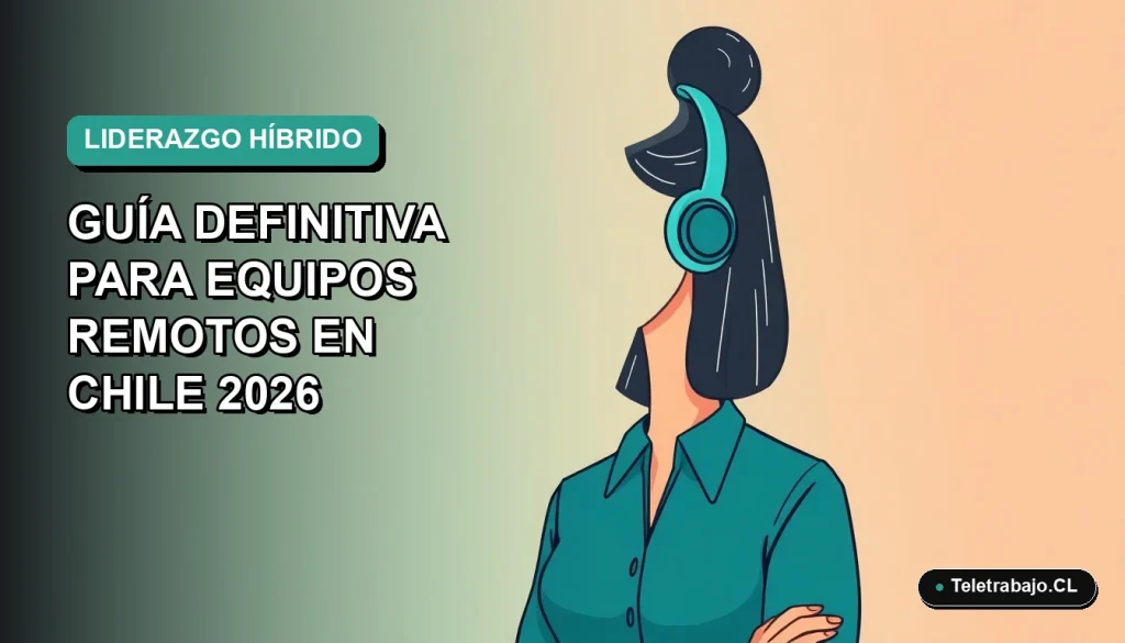 Ilustración vectorial plana de una mujer profesional chilena trabajando de forma remota, con fondo degradado azul verdoso.