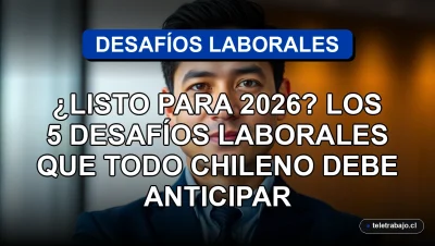 Un ejecutivo chileno mira con confianza hacia el futuro laboral en una oficina moderna y desenfocada.