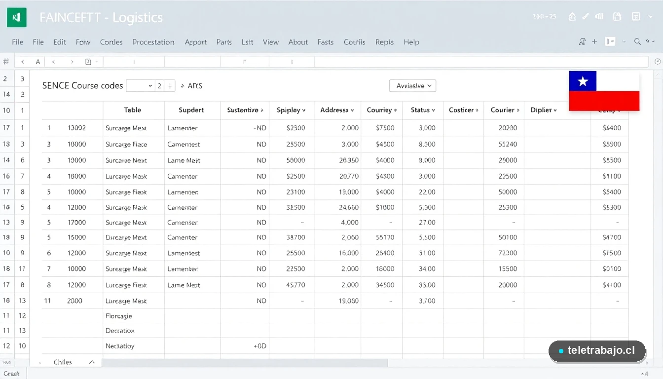 Tablero de control en Excel para gestión de logística Sence 2026 con seguimiento de envíos y costos