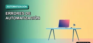 Ilustración vectorial plana premium estilo Corporate Memphis para artículo sobre automatización de procesos en Chile. Fondo con degradado suave en tonos teal y menta, con un escritorio moderno vacío a la derecha.