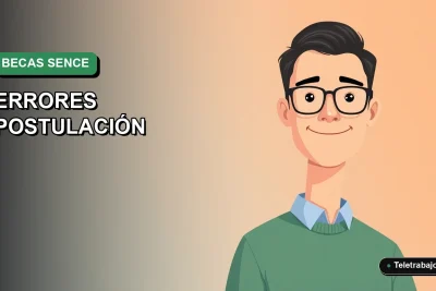 Ilustración vectorial plana de estilo premium que muestra un trabajador masculino de teletrabajo, con fondo degradado suave, representando la postulación a becas SENCE.