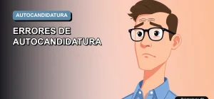 Ilustración vectorial plana moderna de un trabajador masculino de tecnología con camisa azul, sobre un fondo degradado suave, representando errores comunes en la postulación a empleos en Chile.