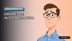 Ilustración vectorial plana moderna de un trabajador masculino de tecnología con camisa azul, sobre un fondo degradado suave, representando errores comunes en la postulación a empleos en Chile.