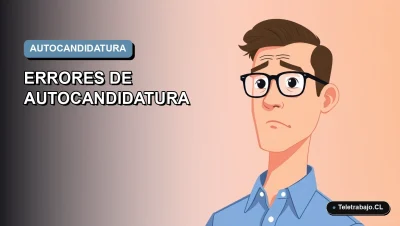 Ilustración vectorial plana moderna de un trabajador masculino de tecnología con camisa azul, sobre un fondo degradado suave, representando errores comunes en la postulación a empleos en Chile.