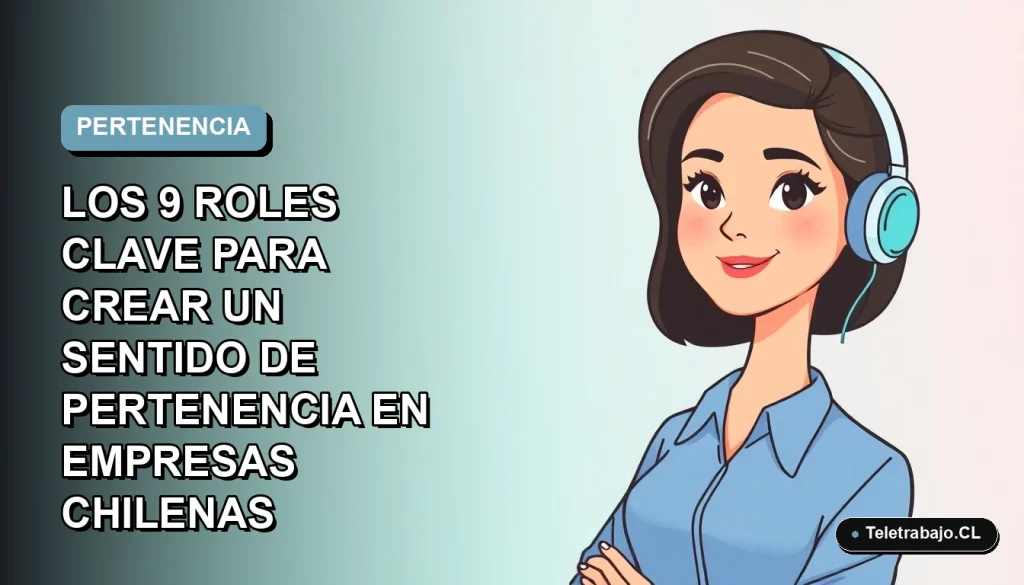 Ilustración plana corporativa de una mujer profesional chilena de teletrabajo, con blusa azul y corte de pelo moderno, sobre un fondo degradado suave azul y gris.