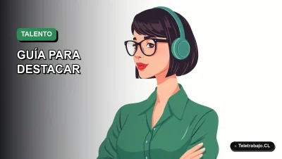 Ilustración plana vectorial de una mujer profesional chilena con blusa verde, representando los perfiles laborales más demandados para el verano 2026, sobre fondo degradado suave.