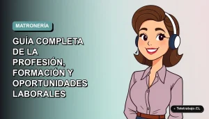 Ilustración plana de una matrona chilena, estilo vector moderno, sobre fondo degradado azul verdoso.