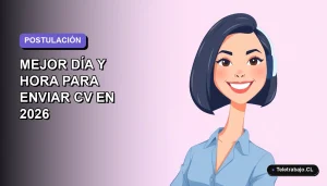 Ilustración plana corporativa de una mujer profesional de tecnología, con blusa azul y corte de bob, sonriendo, sobre un fondo degradado lila suave. Espacio negativo a la izquierda.