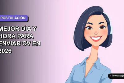 Ilustración plana corporativa de una mujer profesional de tecnología, con blusa azul y corte de bob, sonriendo, sobre un fondo degradado lila suave. Espacio negativo a la izquierda.