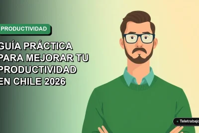 Ilustración vectorial plana de un trabajador remoto masculino con suéter verde, representando la mejora de la productividad laboral en Chile mediante técnicas de memoria visual.
