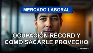 Oportunidades laborales en Chile 2026 con gráficos de crecimiento económico en pantalla.