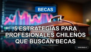 Estrategias para profesionales chilenos que buscan becas internacionales en 2026, fondo de oficina moderna.