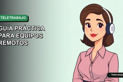 Ilustración plana corporativa de una mujer profesional de teletrabajo en Chile, con fondo degradado verde y espacio negativo minimalista.