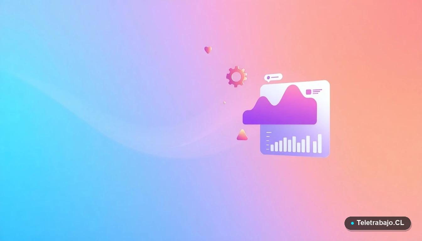 Ilustración abstracta de interfaz de usuario tecnológica con gráficos flotantes e iconos, sobre fondo degradado verde menta. Concepto visual para el Método 15-30-15 de aprendizaje.