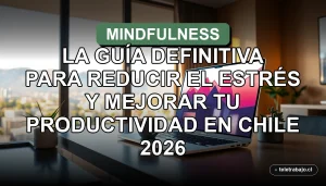 Guía de mindfulness en el trabajo para reducir el estrés y aumentar la productividad en Chile 2026, oficina moderna.