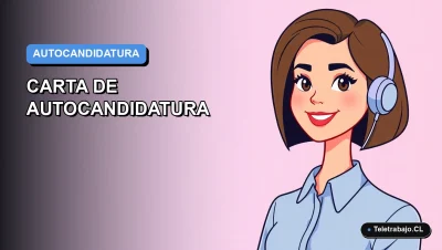 Ilustración vectorial plana moderna de una mujer profesional chilena con blusa azul, representando la preparación de una carta de autocandidatura para procesos laborales 2026.