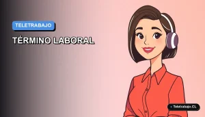 Ilustración vectorial plana de estilo Corporate Memphis de una mujer profesional trabajando desde casa, representando el fin del teletrabajo en Chile.