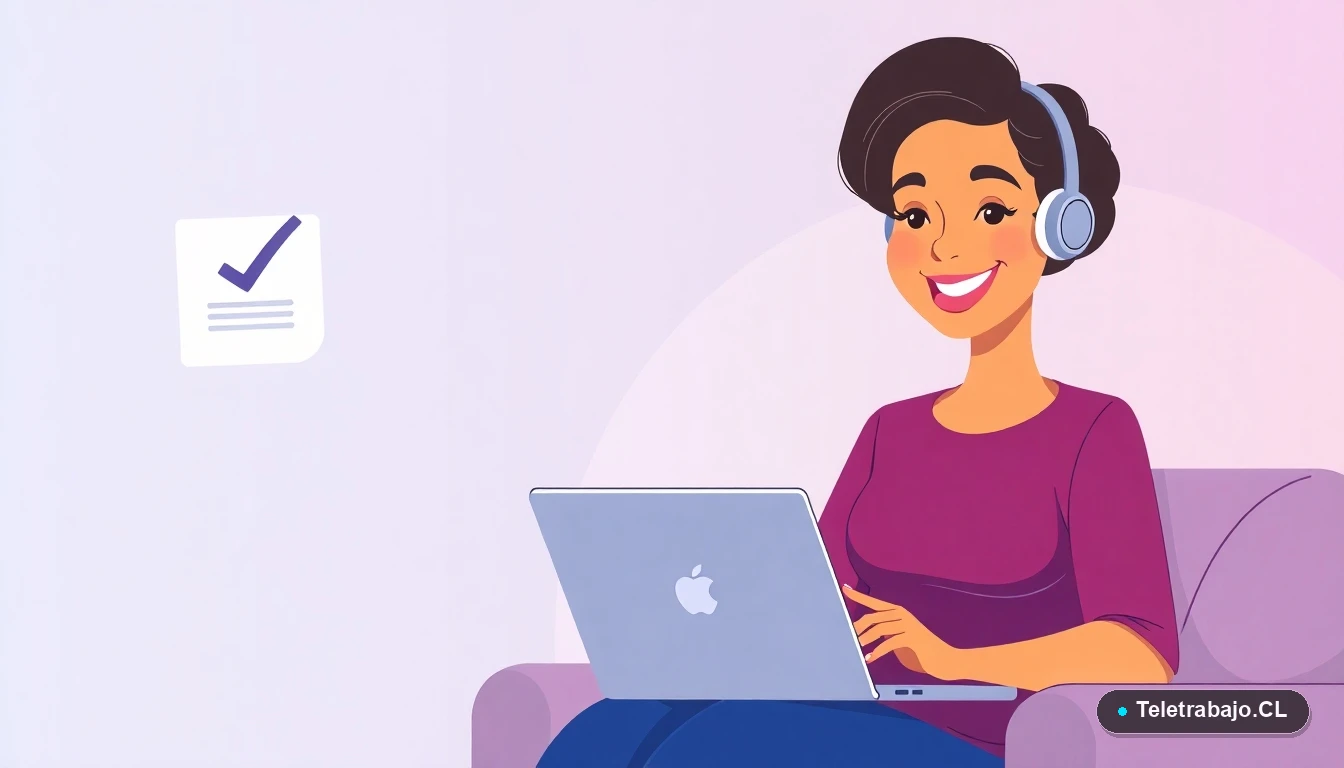 Modelo de contrato de teletrabajo para profesionales en Chile - ilustración vectorial plana