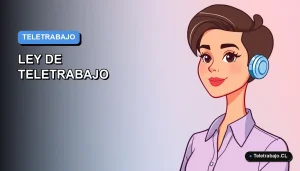 Ilustración vectorial plana y moderna de una mujer profesional trabajando de forma remota, representando las modificaciones a la Ley de Teletrabajo 2026 en Chile. Fondo con gradiente suave.