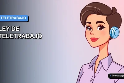 Ilustración vectorial plana y moderna de una mujer profesional trabajando de forma remota, representando las modificaciones a la Ley de Teletrabajo 2026 en Chile. Fondo con gradiente suave.