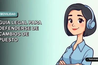 Ilustración plana corporativa de una trabajadora chilena con blusa azul y corte bob, sobre fondo degradado suave, representando consulta legal laboral.