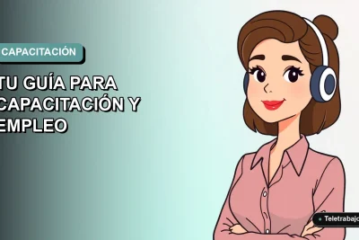 Ilustración plana corporativa de una mujer profesional de tecnología trabajando de forma remota, con fondo degradado suave.