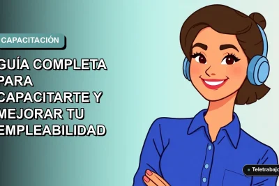 Ilustración plana de mujer profesional chilena sonriente, con blusa azul y peinado moderno, sobre fondo degradado suave teal, representando capacitación digital SENCE 2026.