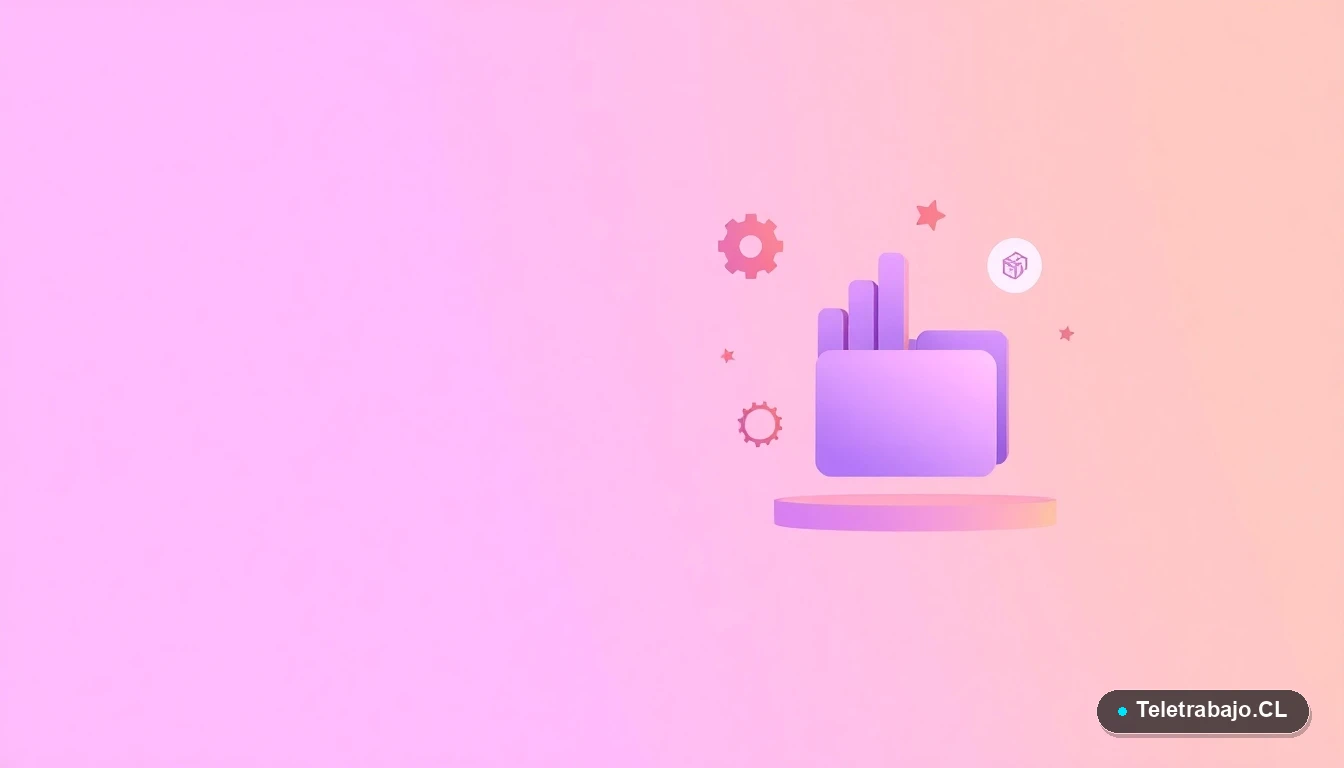 Composición abstracta de interfaz digital con gráficos y iconos flotantes en tonos lavanda y durazno, sobre fondo degradado, concepto de tecnología y capacitación SENCE.