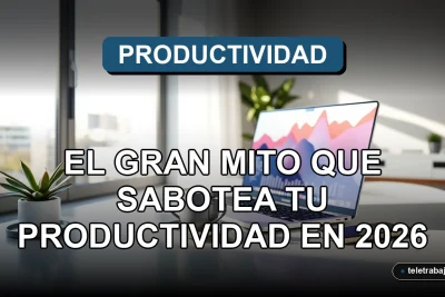 Oficina moderna en casa con laptop y café, concepto de trabajo remoto en Chile.