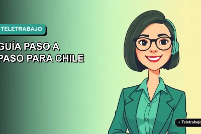 Ilustración plana de mujer profesional chilena sonriendo, con fondo gradiente azul verdoso, concepto de negociación de horario para Fiestas Patrias.