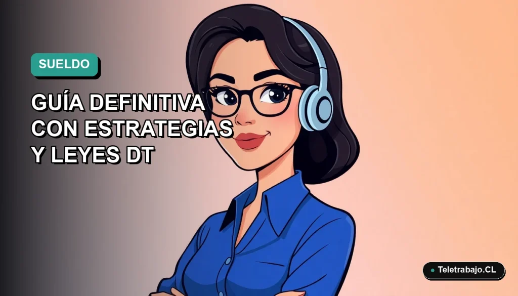 Ilustración plana vectorial de mujer profesional chilena sonriente, con blusa azul, mirando con confianza. Fondo con degradado suave de azul a verde. Concepto de negociación salarial y desarrollo profesional.
