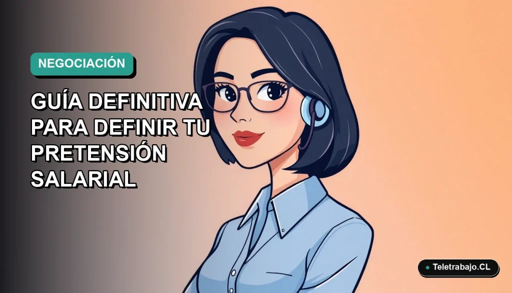 Ilustración plana corporativa de una mujer profesional chilena con blusa azul y corte bob, sobre fondo degradado verde azulado, representando la negociación salarial para el año 2026.
