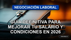 Guía profesional para negociar salario y condiciones laborales en Chile 2026, sobre fondo de oficina corporativa con objetos de lujo.