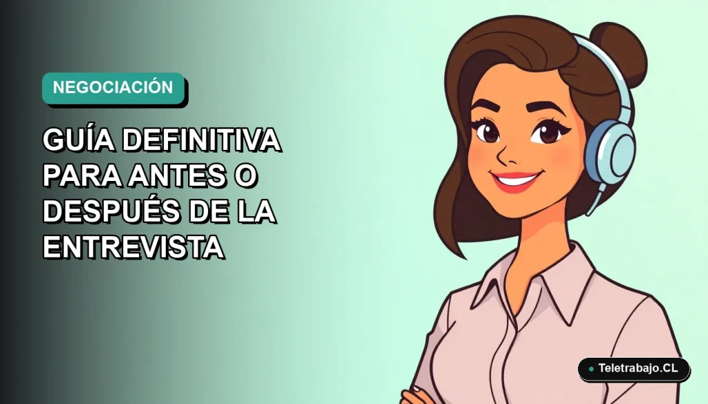 Ilustración plana de trabajadora chilena sonriente, estilo Corporate Memphis, con fondo degradado azul verdoso, sobre negociación salarial.