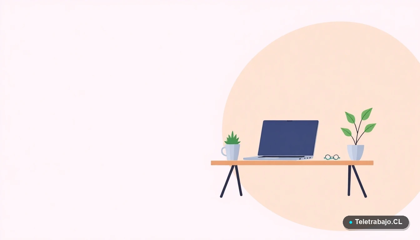 Escritorio moderno minimalista con laptop y elementos de trabajo, concepto de espacio de teletrabajo para negociación.