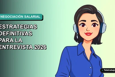 Ilustración vectorial plana de mujer profesional chilena con blusa azul y corte de pelo moderno, sobre fondo degradado verde azulado, representando la negociación salarial en entrevistas de trabajo.