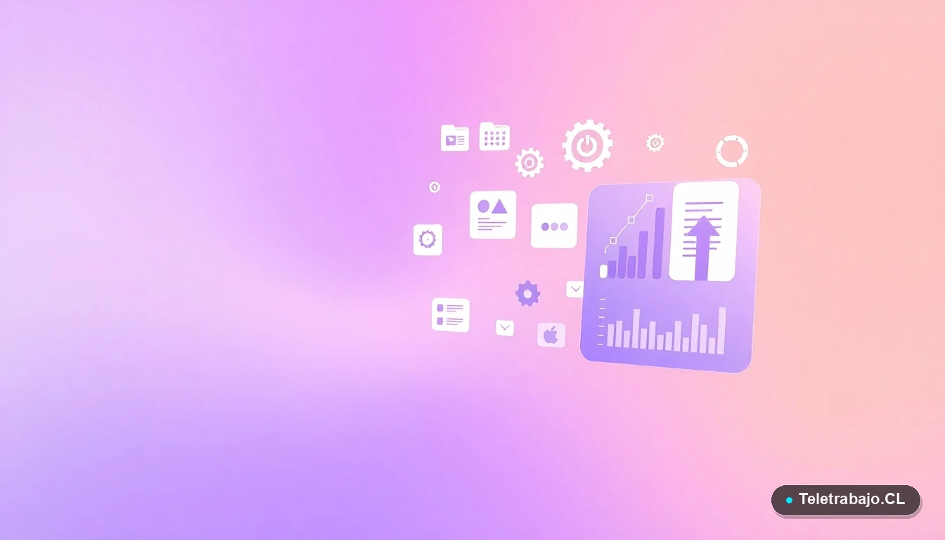 Elementos de interfaz de usuario abstractos y modernos, como gráficos y iconos de red, sobre fondo lavanda, concepto de tecnología y conexión.