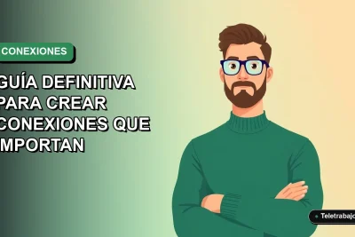 Ilustración vectorial plana de un profesional masculino con suéter verde, representando el networking profesional moderno en Chile, sobre fondo degradado vacío.