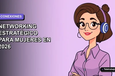 Ilustración plana vectorial de una mujer profesional de tecnología trabajando de forma remota, con fondo degradado suave.