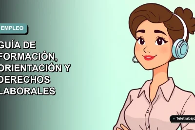 Ilustración plana vectorial de una trabajadora remota chilena sonriente, con fondo degradado azul verdoso, representando la nueva legislación laboral de 2026.